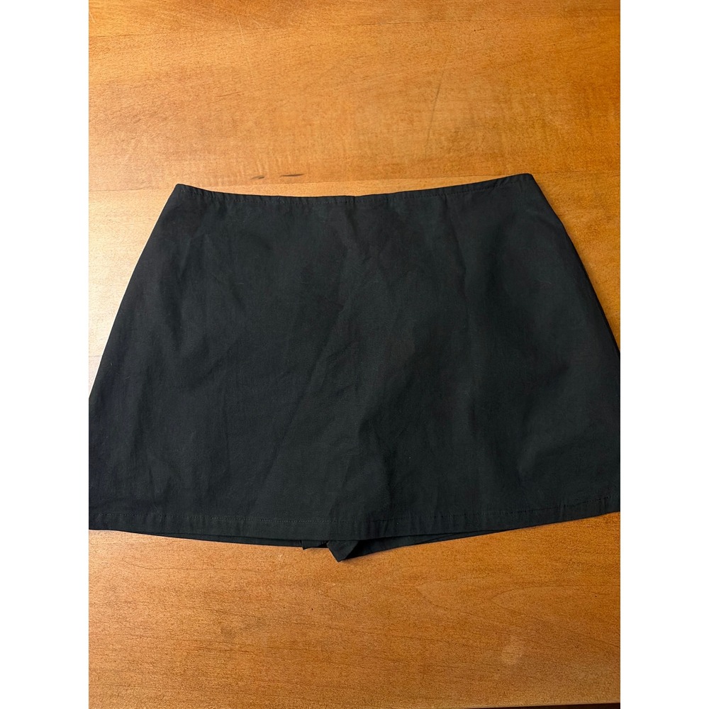 Princess Polly Black Mini Skort 100% Recycled Cotton Side Slit Size US 4